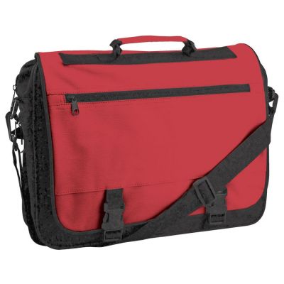 HG151182681 Конференц-сумка "Expo"; черный с красным; 39х29х9 см; полиэстер; шелкография