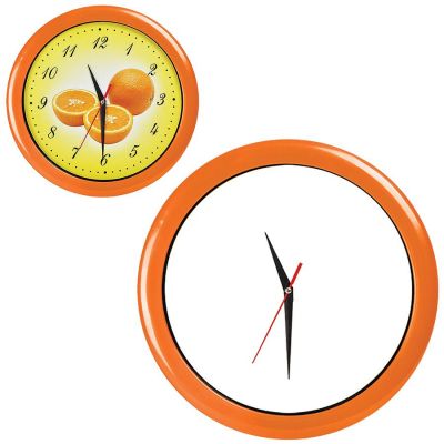 HG15092497 Часы настенные "ПРОМО" разборные ; оранжевый,  D28,5 см; пластик/стекло
