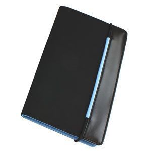 HG15092209 Визитница "New Style" на резинке  (60 визиток),  черный с голубым; 19,8х12х2 см; нейлон;