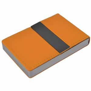 HG15092540 Визитница "Меридиан"; оранжевый; 9,5х6,4х1,6 см; иск. кожа, металл; лазерная гравировка