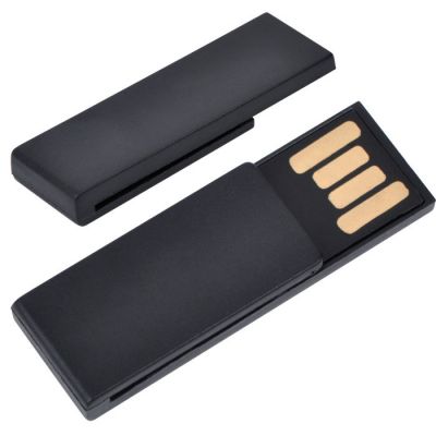 HG10U-BLK5 Rusgifts. USB flash-карта "Clip" (8Гб),черная,3,8х1,2х0,5см,пластик