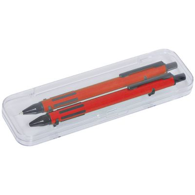 HG170151902 B1. FUTURE, набор ручка и карандаш в прозрачном футляре, красный,  металл/пластик