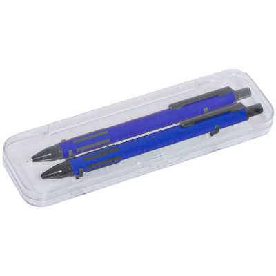 HG170151903 B1. FUTURE, набор ручка и карандаш в прозрачном футляре, синий, металл/пластик