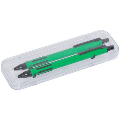 HG170151904 B1. FUTURE, набор ручка и карандаш в прозрачном футляре, зеленый, пластик
