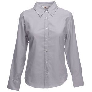 HG151182174 Рубашка "Lady-Fit Long Sleeve Oxford Shirt", светло-серый_M, 70% х/б, 30% п/э, 135 г/м2