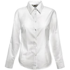 HG15091532 Fruit of the Loom. Рубашка "Lady-Fit Long Sleeve Oxford Shirt", белый_L, 70% х/б, 30% п/э, 130 г/м2
