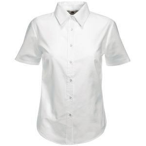 HG15091540 Fruit of the Loom. Рубашка "Lady-Fit Short Sleeve Oxford Shirt", белый_XL, 70% х/б, 30% п/э, 130 г/м2
