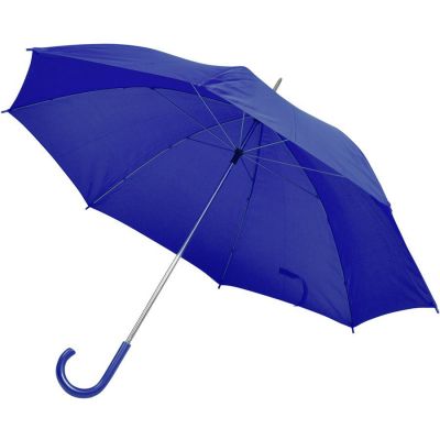 HG15091946 Зонт-трость с пластиковой ручкой, механический; синий; D=103 см; нейлон; шелкография
