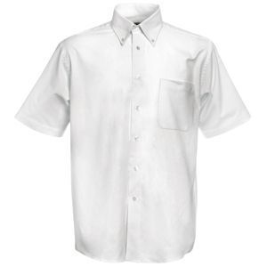 HG15091547 Fruit of the Loom. Рубашка "Short Sleeve Oxford Shirt", белый_2XL, 70% х/б, 30% п/э, 130 г/м2