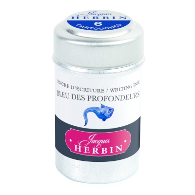 HB23021602 Herbin. Картриджи д/пер ручки Herbin, Bleu des profondeurs Сине-черный, 6 шт