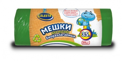 TD200418253 CELESTA мешки д/мусора 35 л 30 шт., биоразл., зеленые