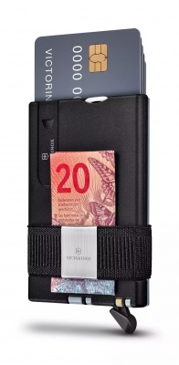 VX527042 Victorinox SwissCard. Швейцарская карточка с картхолдером Victorinox Smart Card Wallet  цвет серо-голубой/чёрный