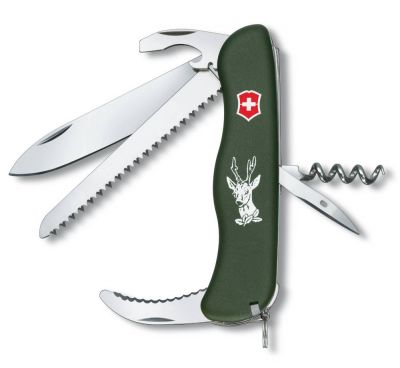 VX7N-GRN1 Victorinox Pocket Multi-Tools. Нож перочинный Victorinox Hunter  с фиксатором лезвия 13 функций зеленый