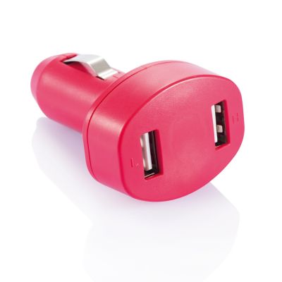 XI15097869 Зарядное устройство для автомобиля с 2 USB-портами, красный