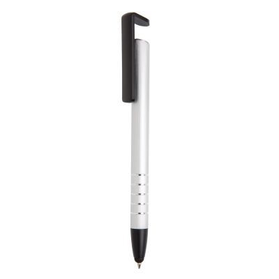 XI170190380 Алюминиевая ручка-стилус с подставкой для телефона, серый