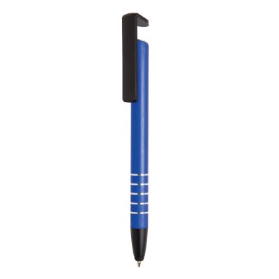 XI170190382 Алюминиевая ручка-стилус с подставкой для телефона, синий