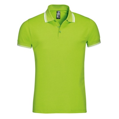 PS22041319 Sol&#39;s. Рубашка поло мужская Pasadena Men 200 с контрастной отделкой, зеленый лайм с белым