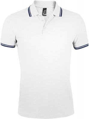 PS1701023903 Sol&#39;s. Рубашка поло мужская PASADENA MEN 200 с контрастной отделкой, белая с синим
