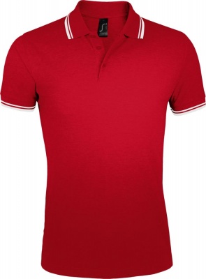 PS1701023912 Sol&#39;s. Рубашка поло мужская PASADENA MEN 200 с контрастной отделкой, красная с белым