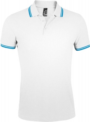 PS1701023902 Sol&#39;s. Рубашка поло мужская PASADENA MEN 200 с контрастной отделкой, белая с голубым