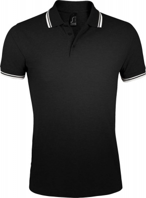 PS1701023914 Sol&#39;s. Рубашка поло мужская PASADENA MEN 200 с контрастной отделкой, черная с белым