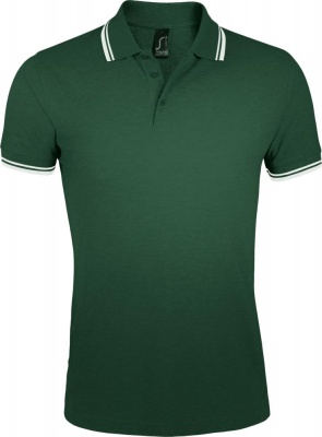 PS1701023904 Sol&#39;s. Рубашка поло мужская PASADENA MEN 200 с контрастной отделкой, зеленая с белым