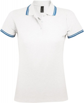 PS1701023549 Sol&#39;s. Рубашка поло женская PASADENA WOMEN 200 с контрастной отделкой, белая с голубым