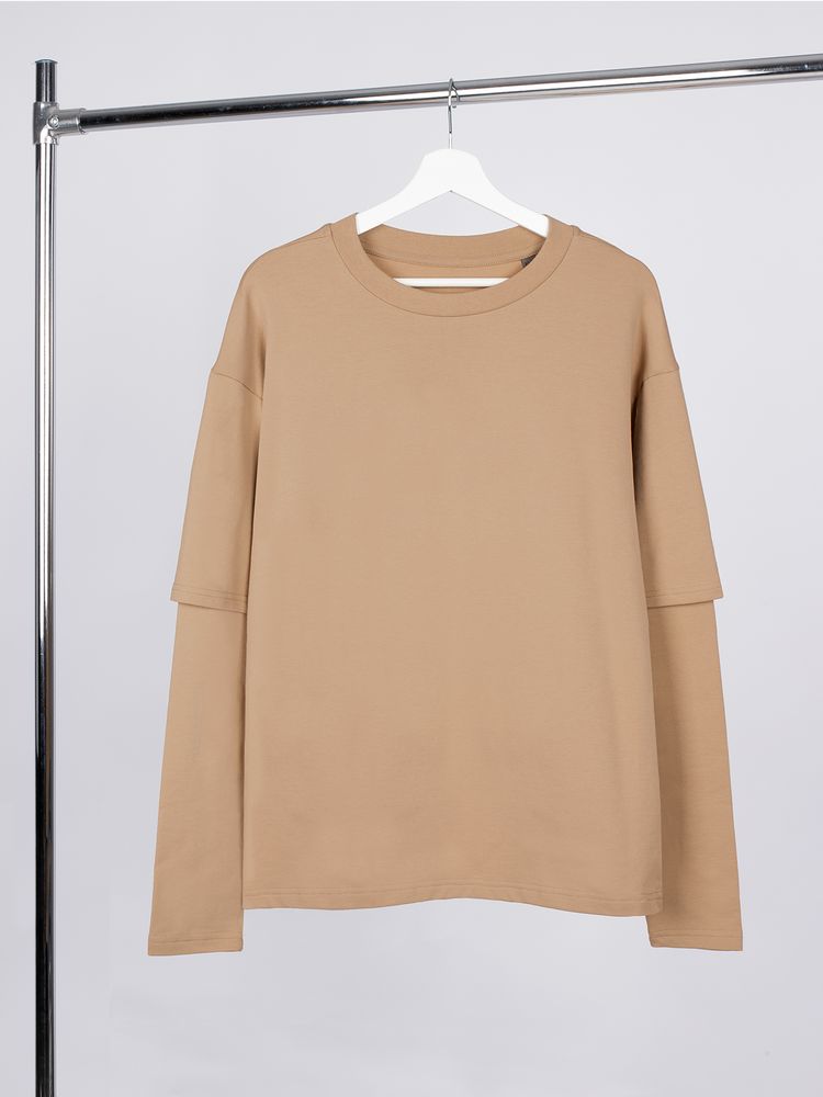 PS171025639 Manevr Kosmos. Футболка оверсайз с двойным рукавом Kosmos, бежевая