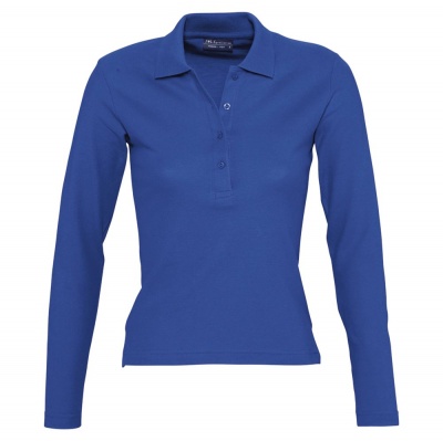 PS151181810 Sol&#39;s. Рубашка поло женская с длинным рукавом PODIUM 210 ярко-синяя
