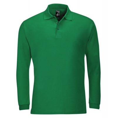 PS1701024356 Sol&#39;s. Рубашка поло мужская с длинным рукавом WINTER II 210 ярко-зеленая