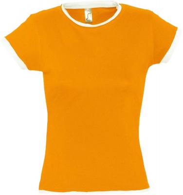 PS13TX-ORG26 Sol&#39;s. Футболка женская MOOREA 170, оранжевая с белой отделкой