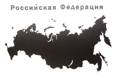 PS2013988 Деревянная карта России с названиями городов, черная