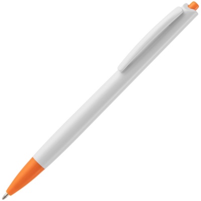 PS2203154786 Open. Ручка шариковая Tick, белая с оранжевым