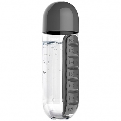 PS2011901 ASOBU. Бутылка с таблетницей In Style, черная