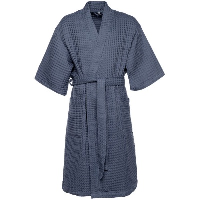 PS2203156892 Халат вафельный мужской Boho Kimono, темно-синий (графит)