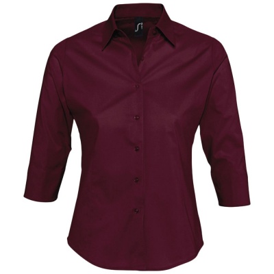 PS1701023281 Sol&#39;s. Рубашка женская с рукавом 3/4 EFFECT 140, бордовая