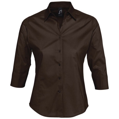 PS1701023282 Sol&#39;s. Рубашка женская с рукавом 3/4 EFFECT 140, темно-коричневая