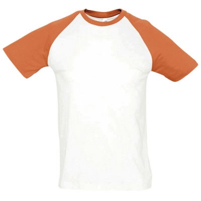 PS13TX-WHT157 Sol&#39;s. Футболка мужская двухцветная FUNKY 150, белая с оранжевым