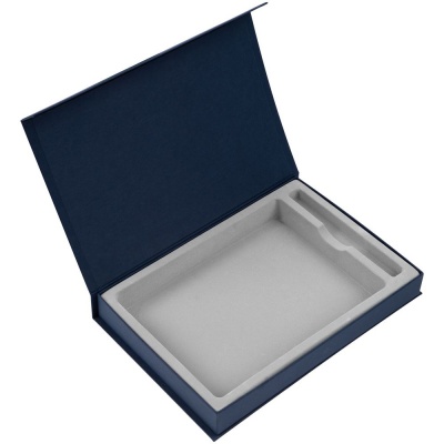 PS2203156606 Коробка Silk с ложементом под ежедневник и ручку, синяя