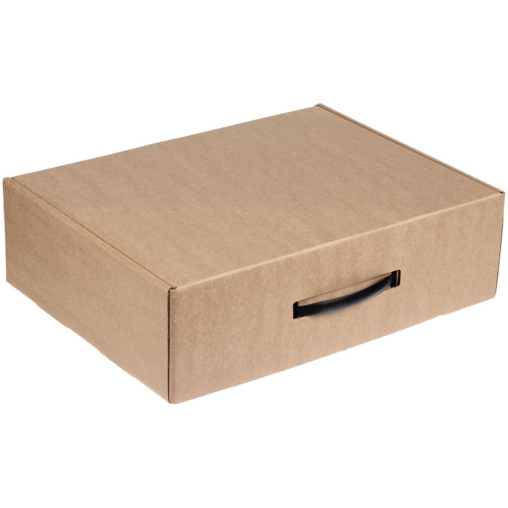PS2408239695 сделано в России. Коробка самосборная Light Case, крафт, с черной ручкой