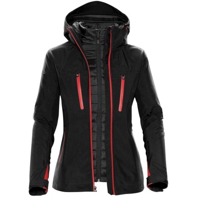 PS2102086701 Stormtech. Куртка-трансформер женская Matrix, черная с красным