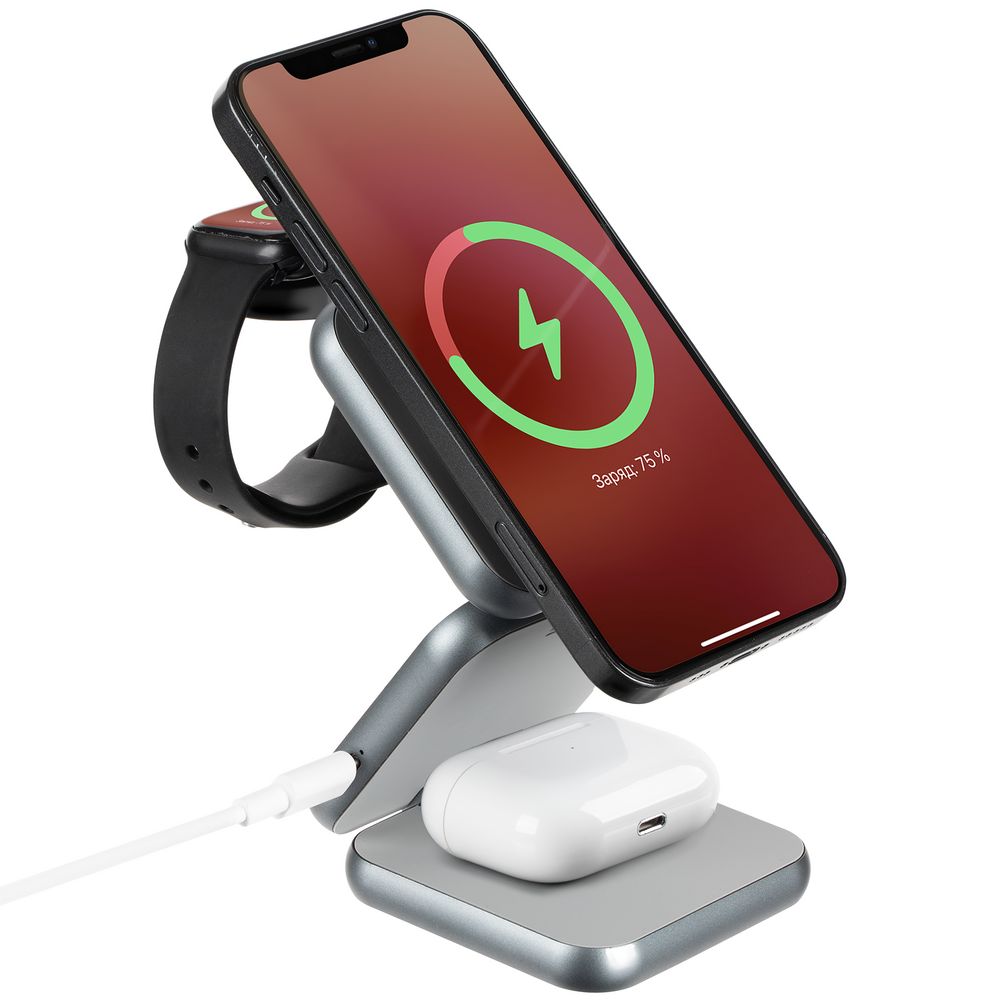 PS1710251307 Uniscend. Складная станция беспроводной зарядки Terza, серебристая