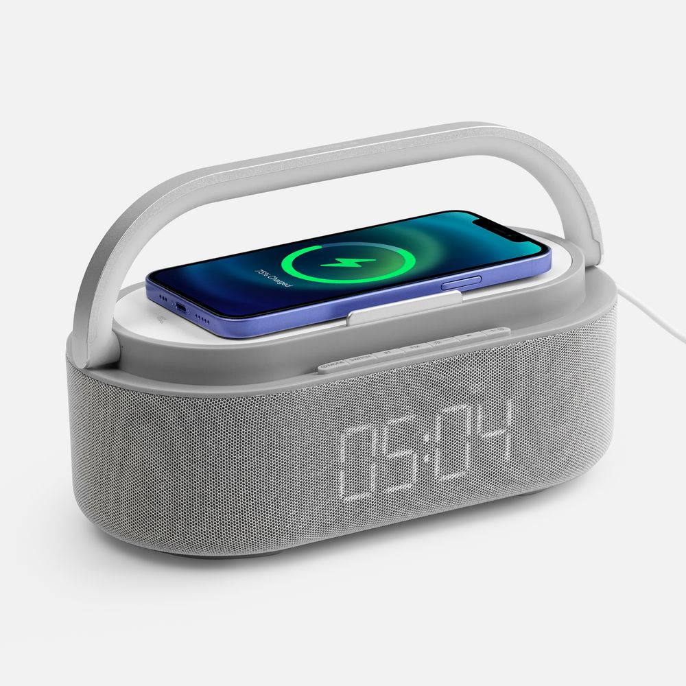 PS1710251363 Molti. Колонка с часами и беспроводной зарядкой Veske ver.2, серая