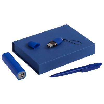 PS1830701836 Набор Bond: аккумулятор, флешка и ручка, синий