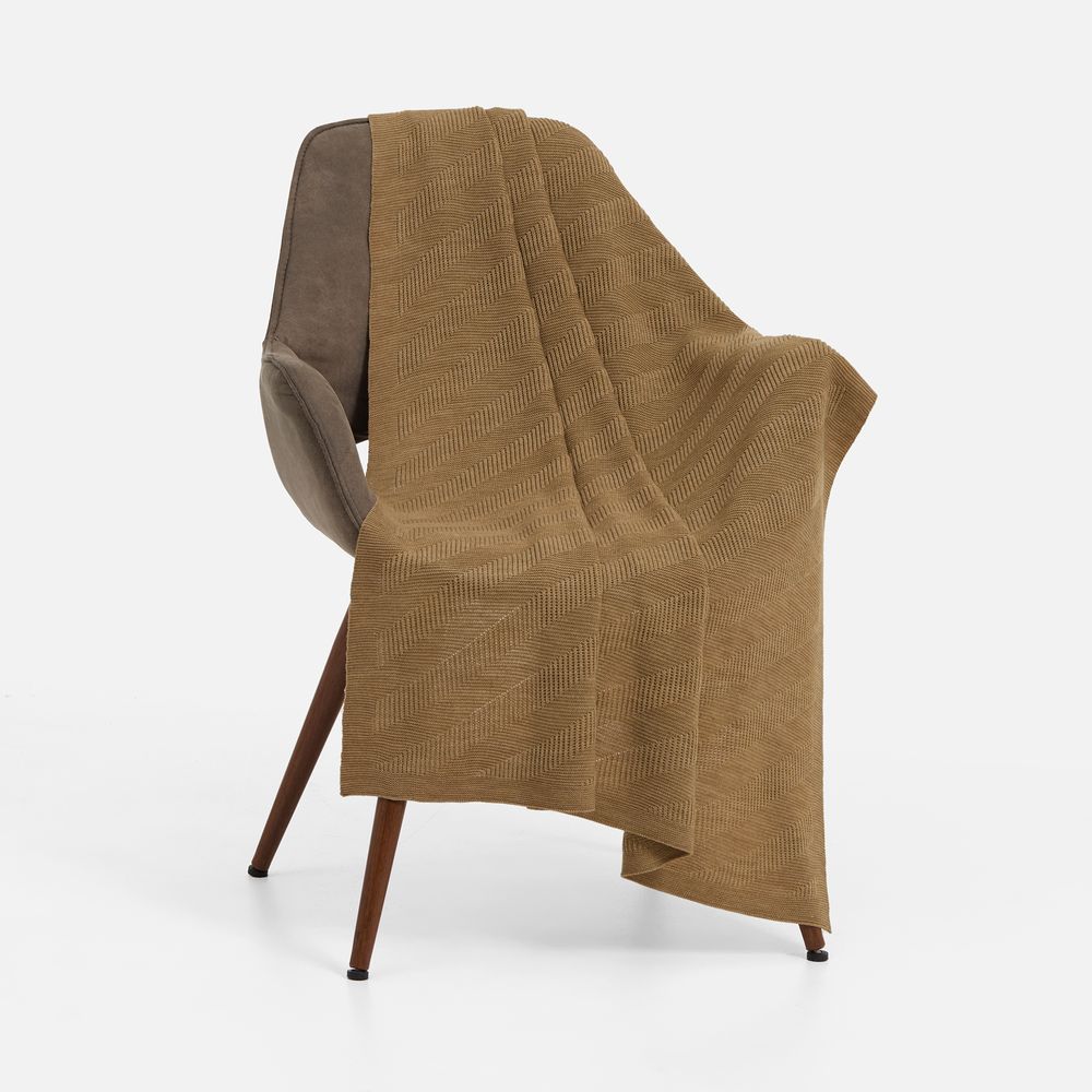 PS1710255086 teplo. Плед Locus Solus, коричнево-бежевый меланж