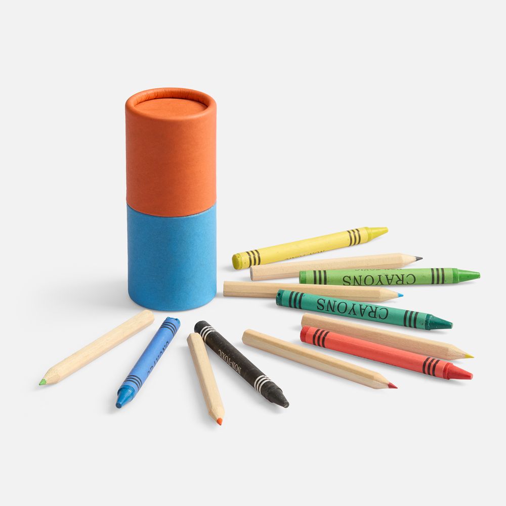 PS1710254585 Набор цветных карандашей с мелками Kiddo Tube, голубой с оранжевым