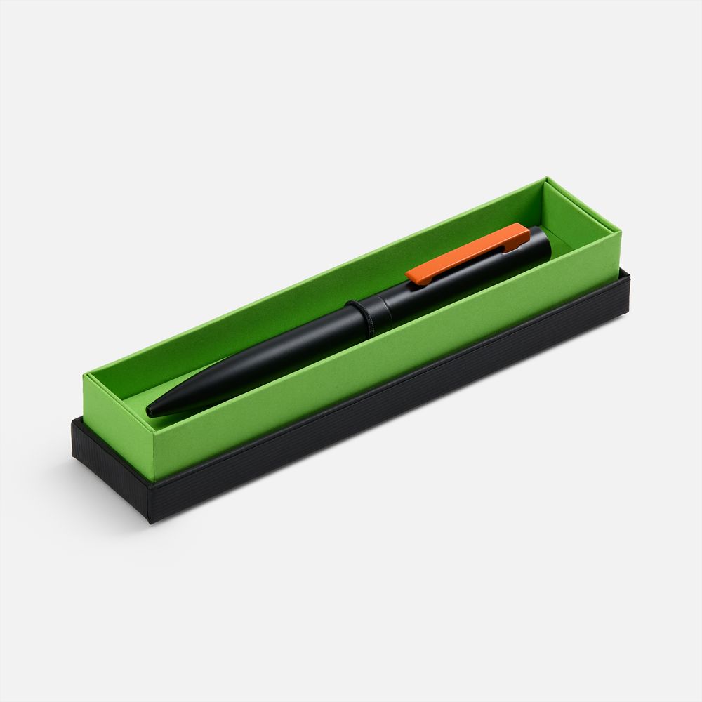 PS1710255304 Ручка шариковая Inkolor в футляре, черная с оранжевым