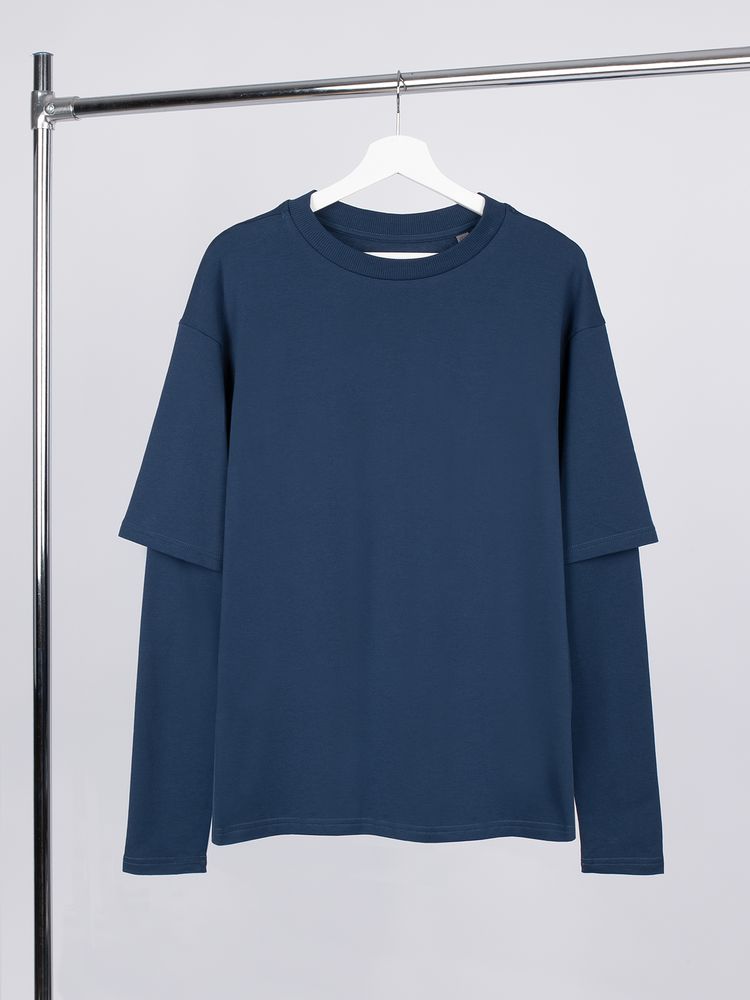 PS171025647 Manevr Kosmos. Футболка оверсайз с двойным рукавом Kosmos, темно-синяя