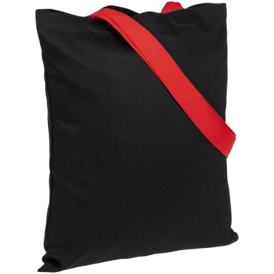 PS2013423 Холщовая сумка BrighTone, черная с красными ручками