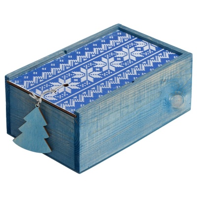PS2015154 Коробка деревянная &laquo;Скандик&raquo;, малая, синяя